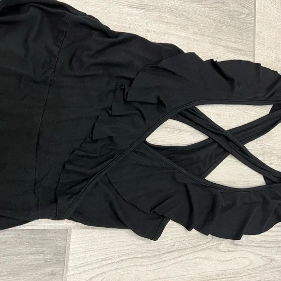 By The Way Flora Ruffle Bodysuit Superdown Black - Picture 4 of 8